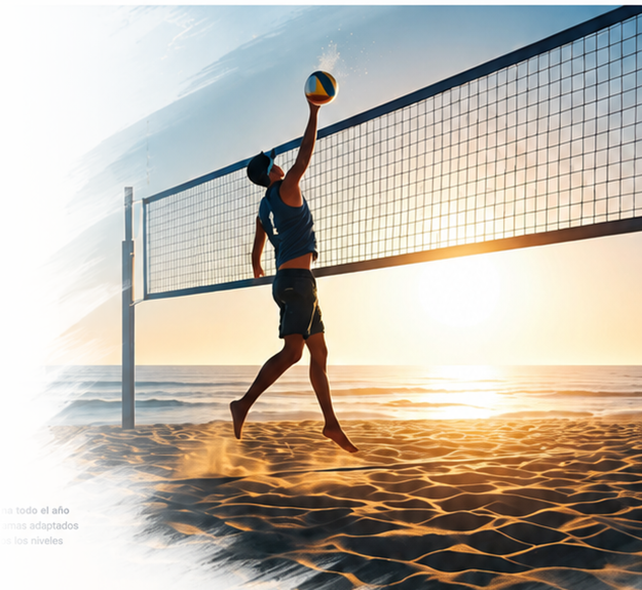 Jugador de voleibol playa en acción